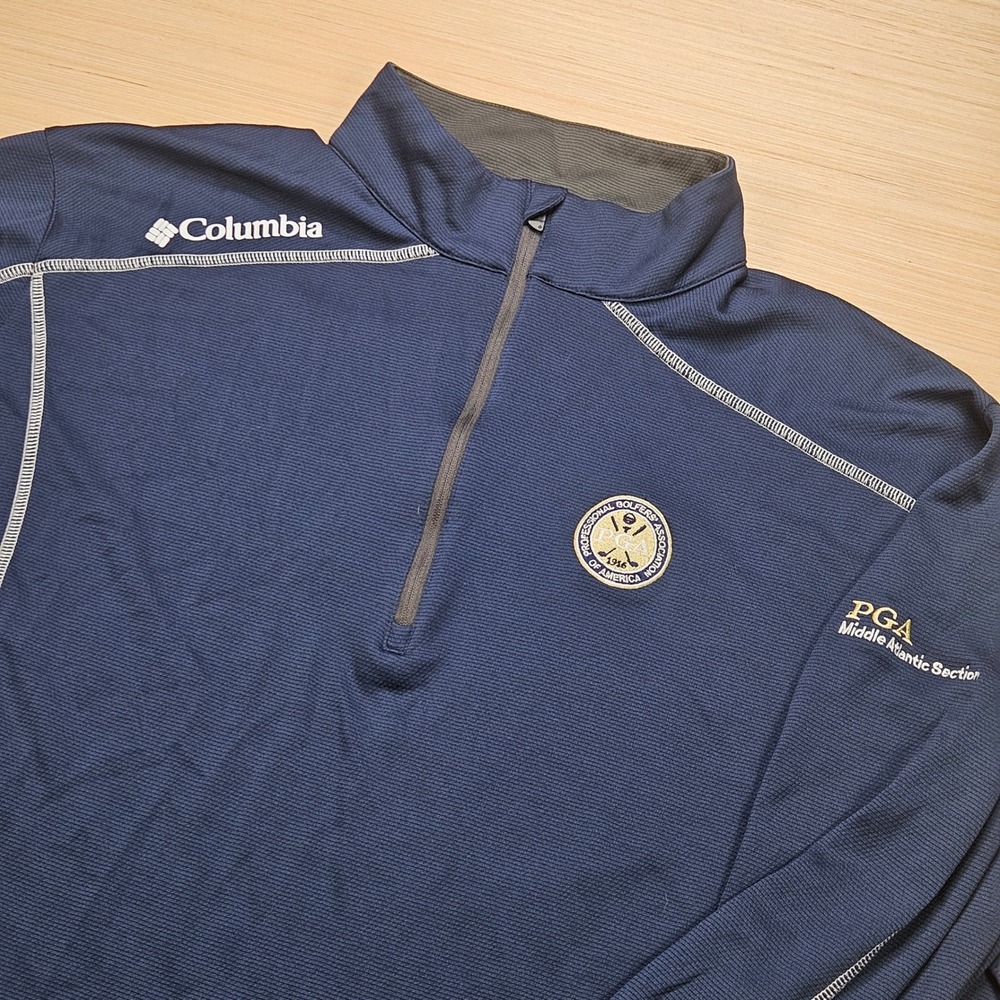 Columbia Golf Shotgun 1/4 Zip Pullover Mens XL Blue PGA Omni-Wick 16S60ML